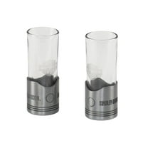 Harley-Davidson Piston Shot Glass Set, Two Hand Blown 2 oz. Glasses HDL-18770, Harley Davidson