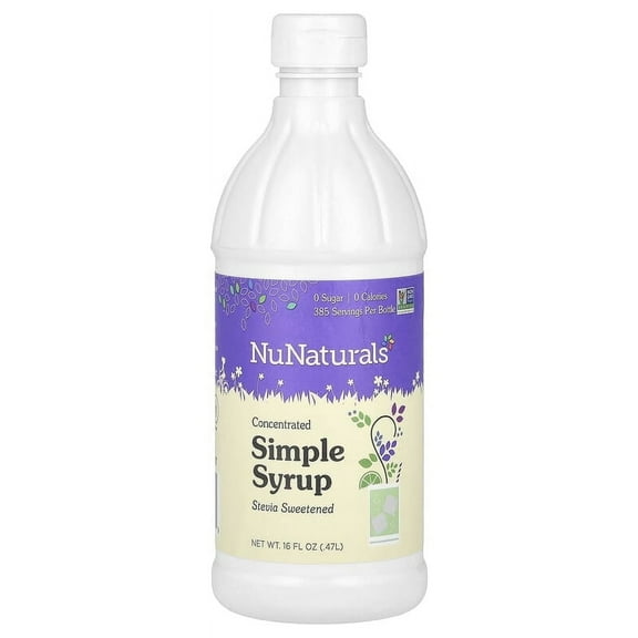 NuNaturals, Concentrated Simple Syrup, 16 fl oz (0.47 L) Pack of 4