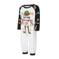 thumbnail image 3 of Elippeo Family Matching Christmas Pajamas, Letter  Elf Print Long-Sleeved Round Neck Tops + Candy Cane Pattern Trousers Sleepwear, 3 of 10