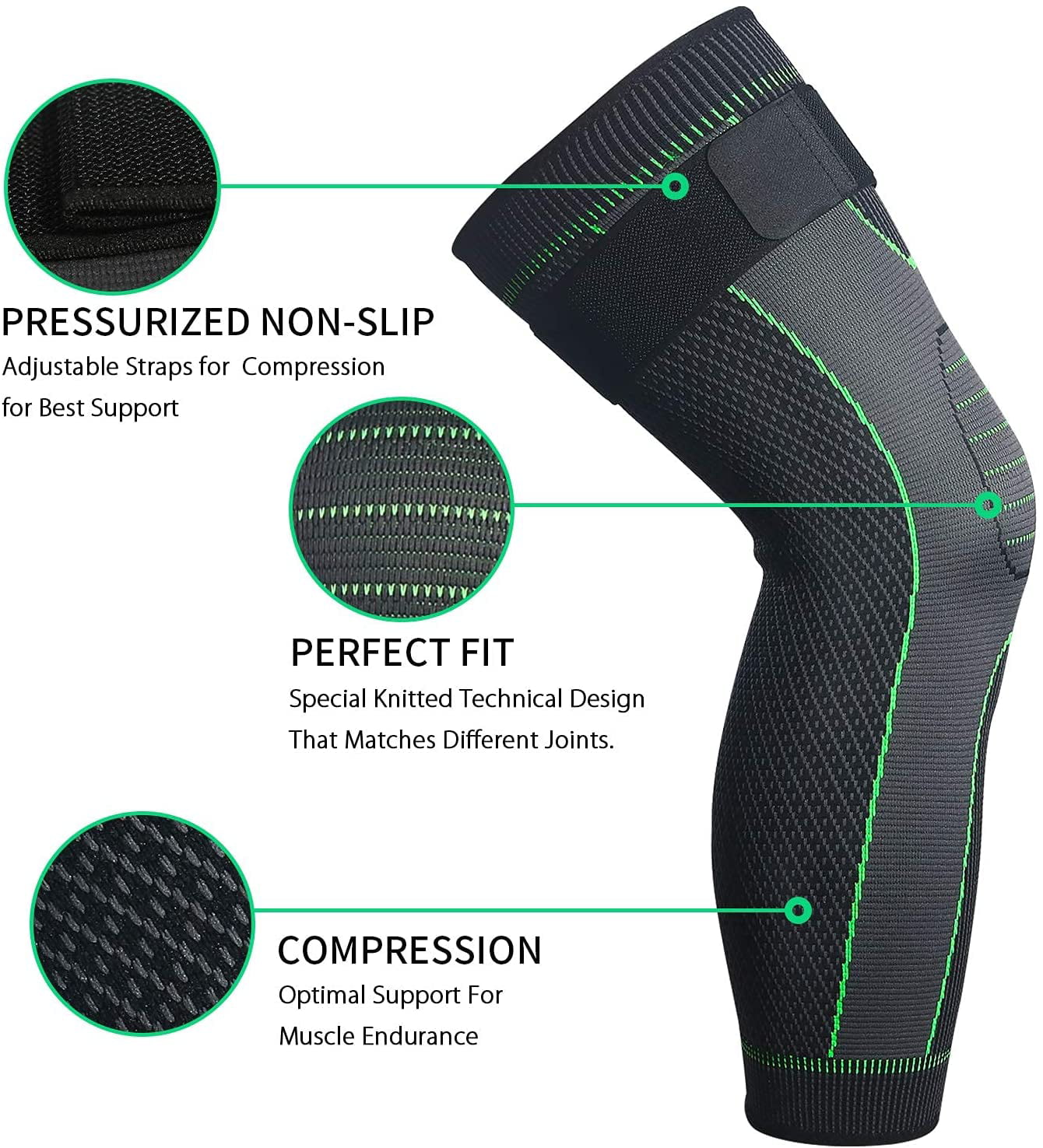 Full Leg Sleeves Long Compression Leg Sleeve Knee Sleeves Protect Leg, for Man  Women Basketball, Arthritis Cycling Sport Football, Reduce Varicose Veins  and Swelling of Legs(Pair) 