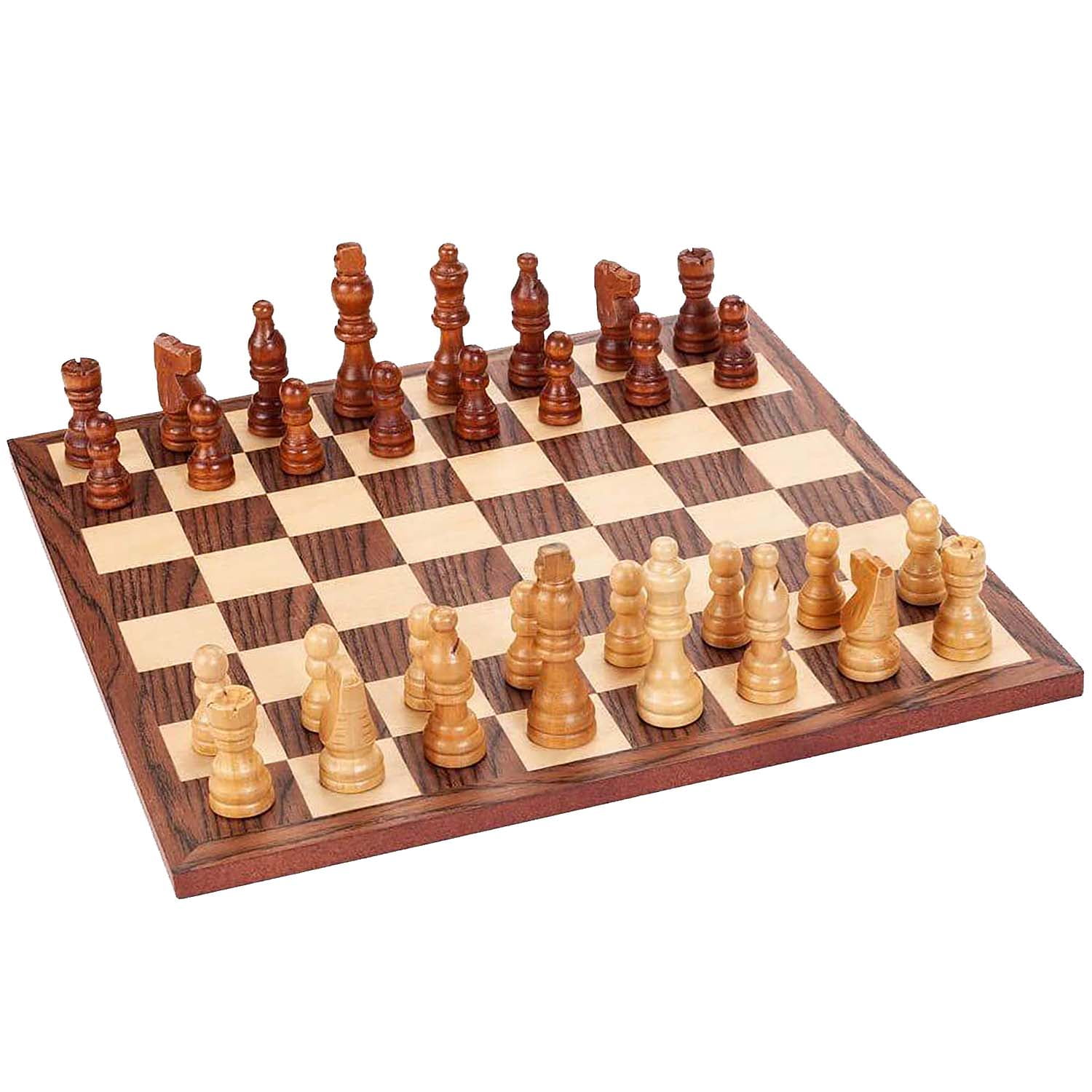 SOLID CHESS BOARD TRADITIONAL WOODEN CHESS BOARD BOXED PIECES APPROX 30CM 