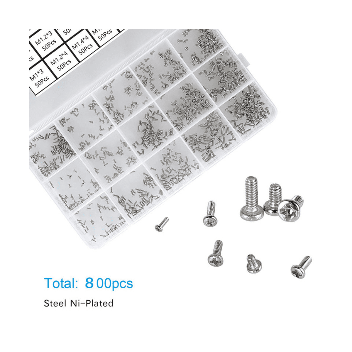 800 Pc Tiny Screws for Electronics, Small Mini Pan Head Machine Screws Kit for Eyeglasses Watches Clocks Repair