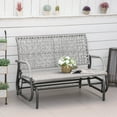 thumbnail image 2 of Outsunny 2 Seater Wicker Outdoor Glider Bench, Patio Swing Garden Bench, Garden Loveseat Rocking Chair, w/ Extra Wide Seat, Curved Backrest for Backyard, Poolside, Lawn, Mixed Grey, 2 of 10