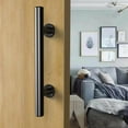 thumbnail image 3 of Tirador retro para puerta corredera, juego de tiradores y tiradores empotrados de aluminio negro para puerta corrediza de madera, 30cm, 3 of 5