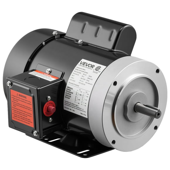 VEVOR 0.5 HP Electric Motor, 1725RPM Air Compressor Motor, CW/CCW Rotation, 5/8 inch Shaft Diameter, 1.88inch Shaft Length, 2.07N.m Torque, 115V/230V