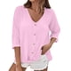 thumbnail image 3 of Camiseta sin mangas para mujer,Camiseta de manga larga con cuello en V para mujer, blusa informal lisa, tejido de poliéster suave, cómoda para uso diario, sopatenor, 3 of 9