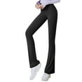 thumbnail image 1 of Gibobby Pantalones de Casuales Pantalones acampanados ajustados de cintura alta elásticos sólidos de verano para mujer, pantalones casuales deportivos para Yoga, pantalones ac(Negro， M), 1 of 4