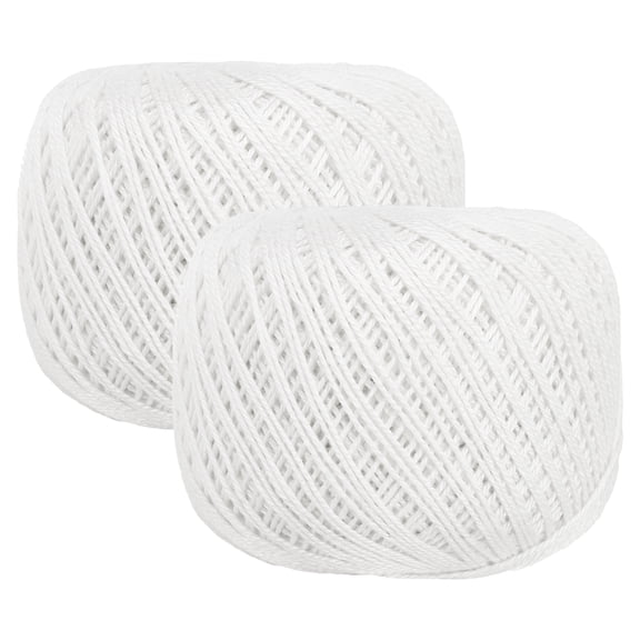 2 Rolls 164 Yards Size 3 White Pearl Cotton Crochet Thread Lace Weight Yarn Tatting Thread for Crocheting Knitting Embroidery Sewing