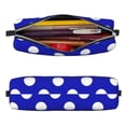 thumbnail image 2 of Cauagu Blue And White Polka Dot Print Leather Pencil Pen Case - Stationery Bag Portable Stationery Bag Big Capacity Pencil Pouch Cosmetic Organizer Bag for Men & Women, 2 of 7