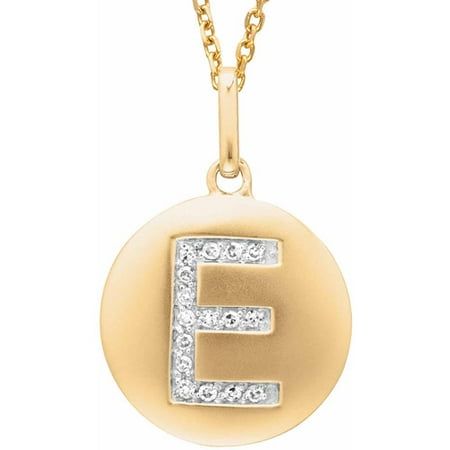 Diamond Accent Yellow Gold-Plated Sterling Silver Round Initial E Disc Pendant