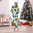 thumbnail image 2 of Adult Christmas Onesie Cow Pattern Adult Zipper One-Piece Pajamas Unisex Pajamas with Pockets, 2 of 6