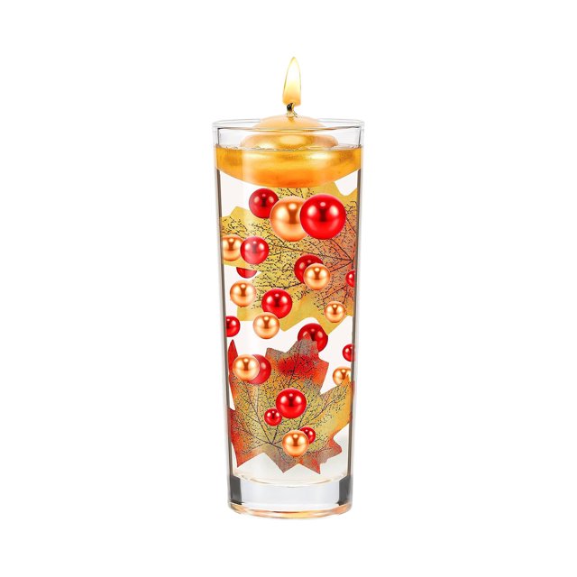 Basic Calculators Thanksgiving Vase Filler Artificial Pearl Pumpkin Pinecone Maple Leaf Hydrogel Beads Floating Candle Centerpieces For Home Party Table Holiday