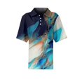 thumbnail image 5 of Womens Polo Shirts Summer Waffle Vintage Texture Abstract Oil Painting Print Womens Golf Shirts Short Sleeve Button Down Collar Dressy Casual Tee Tops Dark Blue L, 5 of 6