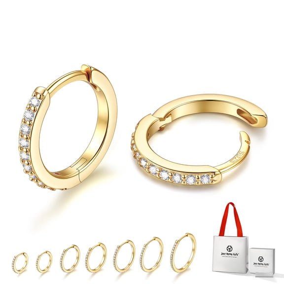 Just Being Cute Hypoallergenic Huggie Hoop Earrings for Women, Gold Plated 8mm Mini Hoops Cartilage Earrings for Sensitive Ears with S925 Pins & Backs Birthday Mothers Day Jewelry Gift for Her/Mom