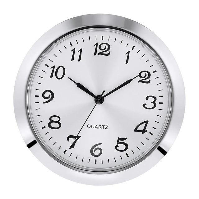 Ajuste del reloj Insertar Mini reloj Insertar Reloj en miniatura Esfera blanca de metal Fácil instalación Movimiento duradero de 55 mm Plateado Macarena Inserto de mini reloj