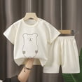 thumbnail image 2 of CAUYDY Toddler Baby 5T 6T 7T Girl Boy Summer Pajamas Kids Clothes 2Pcs Breathable Graphic T-Shirt & Elastic Shorts 3-9M 9-12M 12-18M Child Sleepwear (Sizes 12-18 Months,F2-Beige), 2 of 4