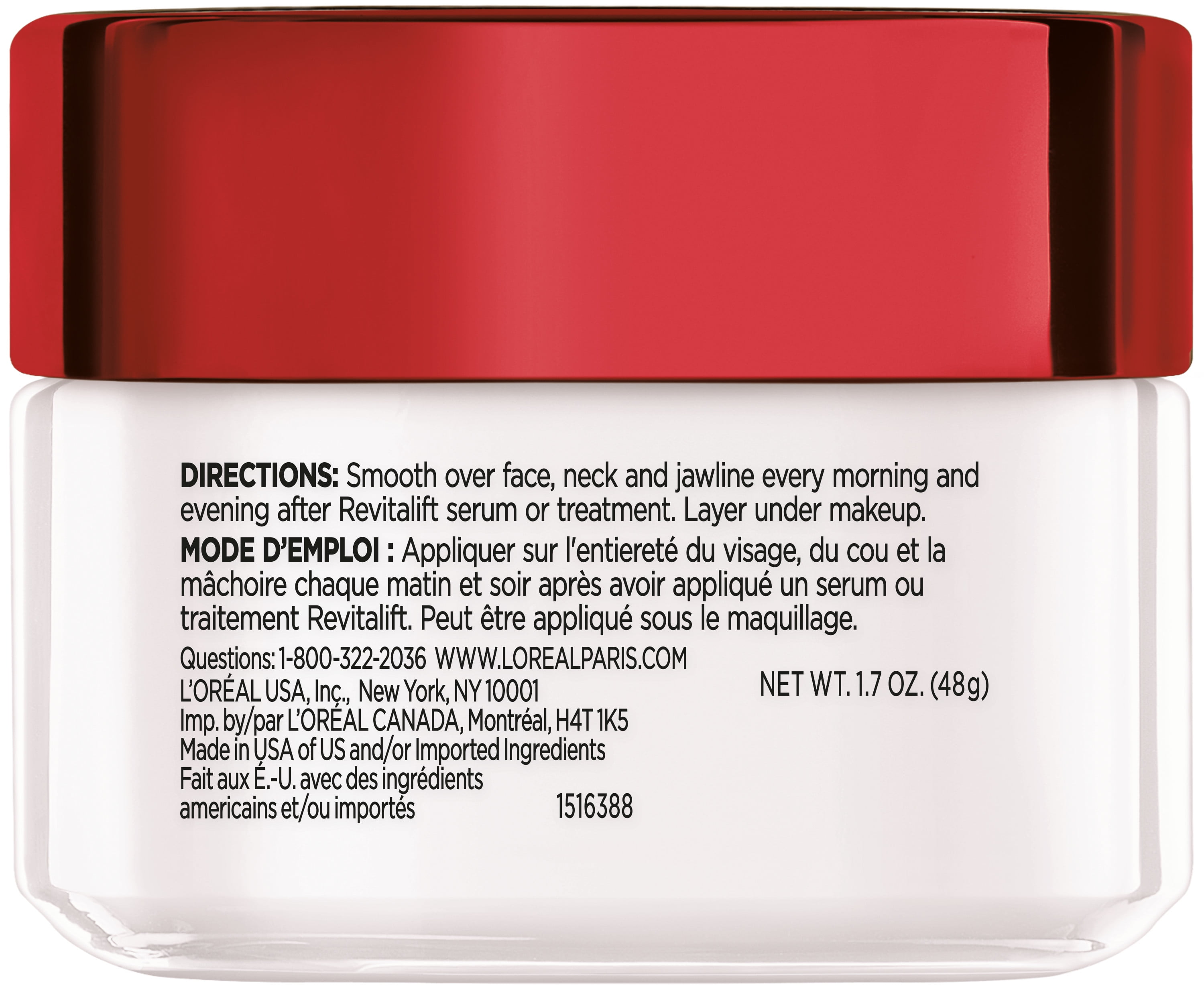 L'Oreal Paris Revitalift Anti-Aging Face and Neck Cream with Pro Retinol and Centella Asiatica, Fragrance Free, 1.7 oz