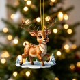 thumbnail image 7 of Hyknon Cute Acrylic Christmas Ornaments Pendant, Clear 2D Flat Festive Decor with Hanging Rope, Thick Reindeer Rearview Mirror Pendant, Portable Hanging Decor for Xmas Tree Car Backpack Holiday Gifts, 7 of 7