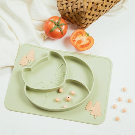 

Joliann Dinner Plate Protect Teeth Easy to Clean Excellent Cartoon Fox Infant Kids Supplementary Food Bowl