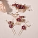 thumbnail image 4 of Nvzi Horquillas para el pelo de boda con flores para novias, peinetas con perlas de cristal, pinzas para el pelo, accesorios para el pelo de boda dorados, joyas, azul oscuro, 4 of 5