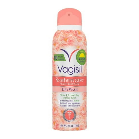 Dry Wash Feminine Spray with Scentsitive Scents by Vagisil, Peach Blossom, 2.6 Oz, 2 Pack