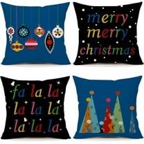 Blue Christmas Pillow Covers 20x20 Set of 4 Farmhouse Christmas Decorations Merry Christmas FA La La Winter Holiday Decor Throw Cushion Case for Home Couch S23C05-20