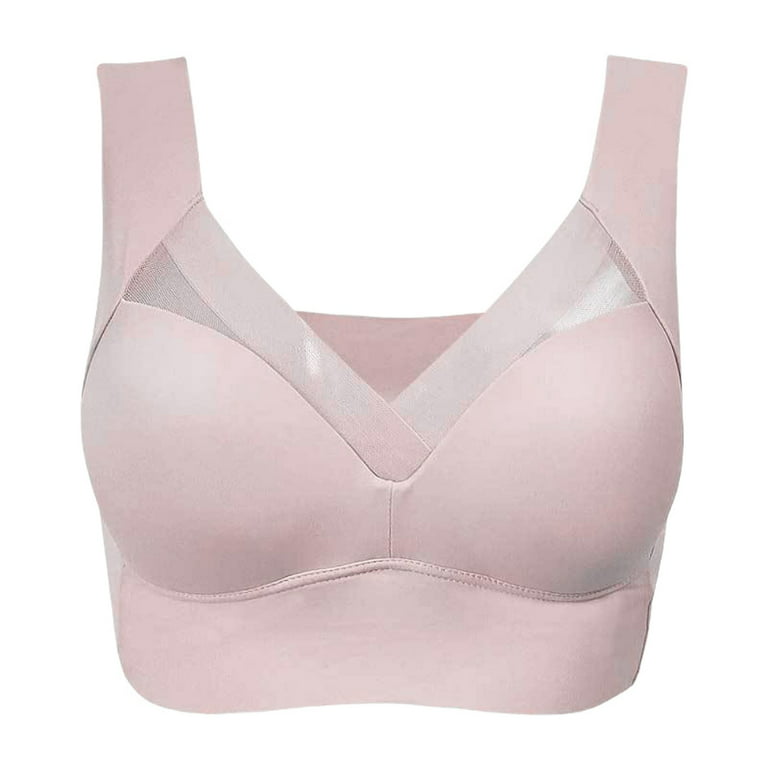 zuwimk Women Bra Push Up,Compression Wirefree High Support Bra for Women  Small to Plus Size Everyday Wear Pink,44/100D 
