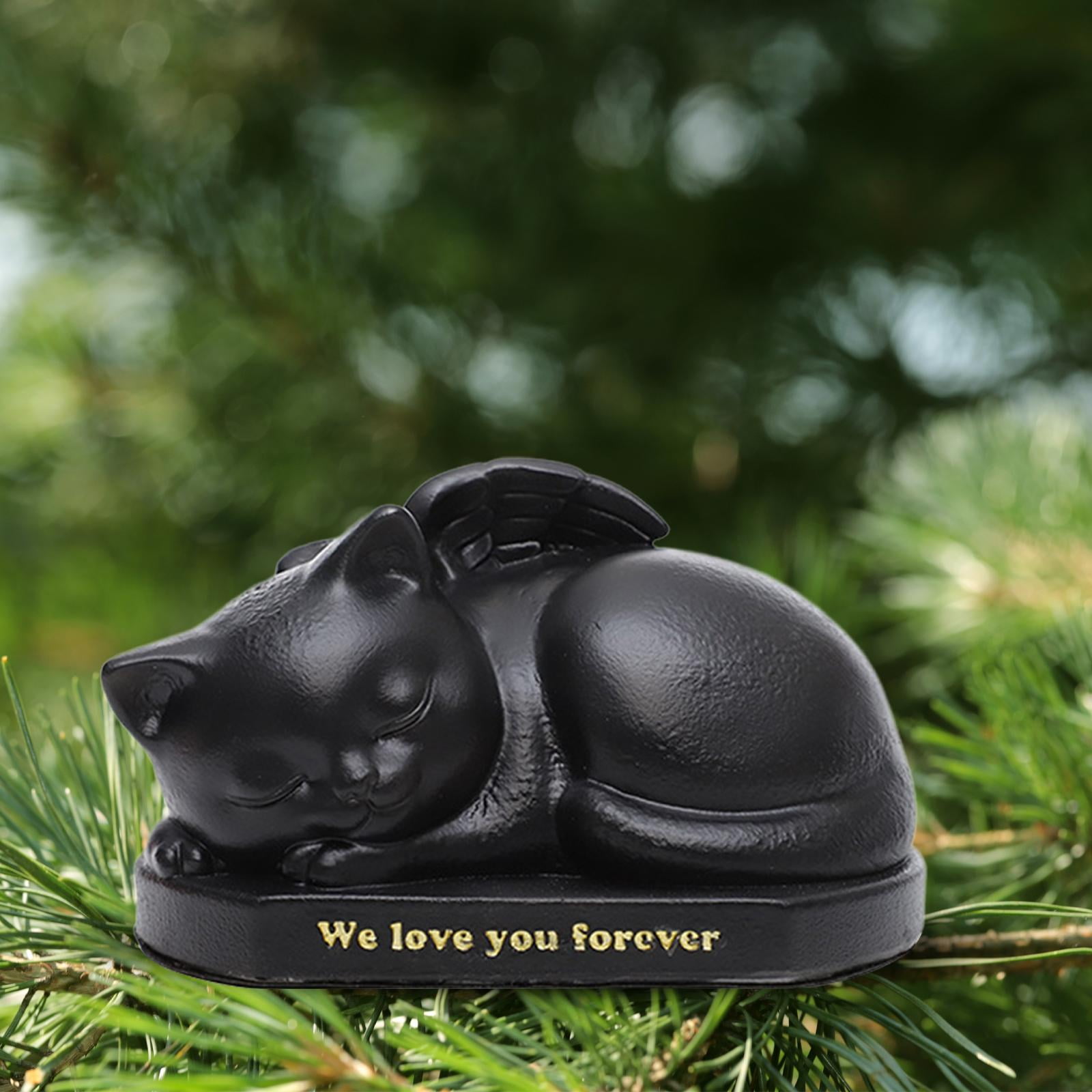 Pet Urns Cremation Memorial Urn Funeral Small Animal Pet Supplies Casket Sleeping in Angel Wing Statue Memory for Living Room for Cat
