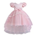 thumbnail image 3 of Little Big Girls Flower High Low Tulle Dress Princess Wedding Pageant Birthday Party Ball Gown, 3 of 5