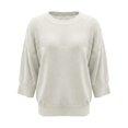 thumbnail image 6 of Breezora Women's Summer Casual Knit Tops 3/4 Sleeve Crew Neck Lightweight Ribbed Pullover Sweater For Weekend Outing, 6 of 7