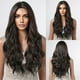 thumbnail image 1 of Pelucas sintéticas onduladas largas para Mujeres Afro, cabello Natural negro mezclado marrón, raya al pelo, parte media, peluca diaria resistente al calor, 1 of 3