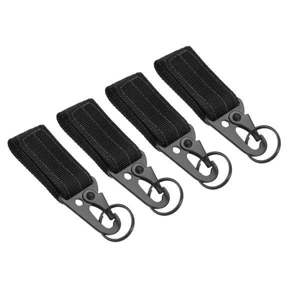 Uxcell Belt Keeper Key Ring, 4 pack Nylon Webbing Strap Gear Buckle Key Chain Black
