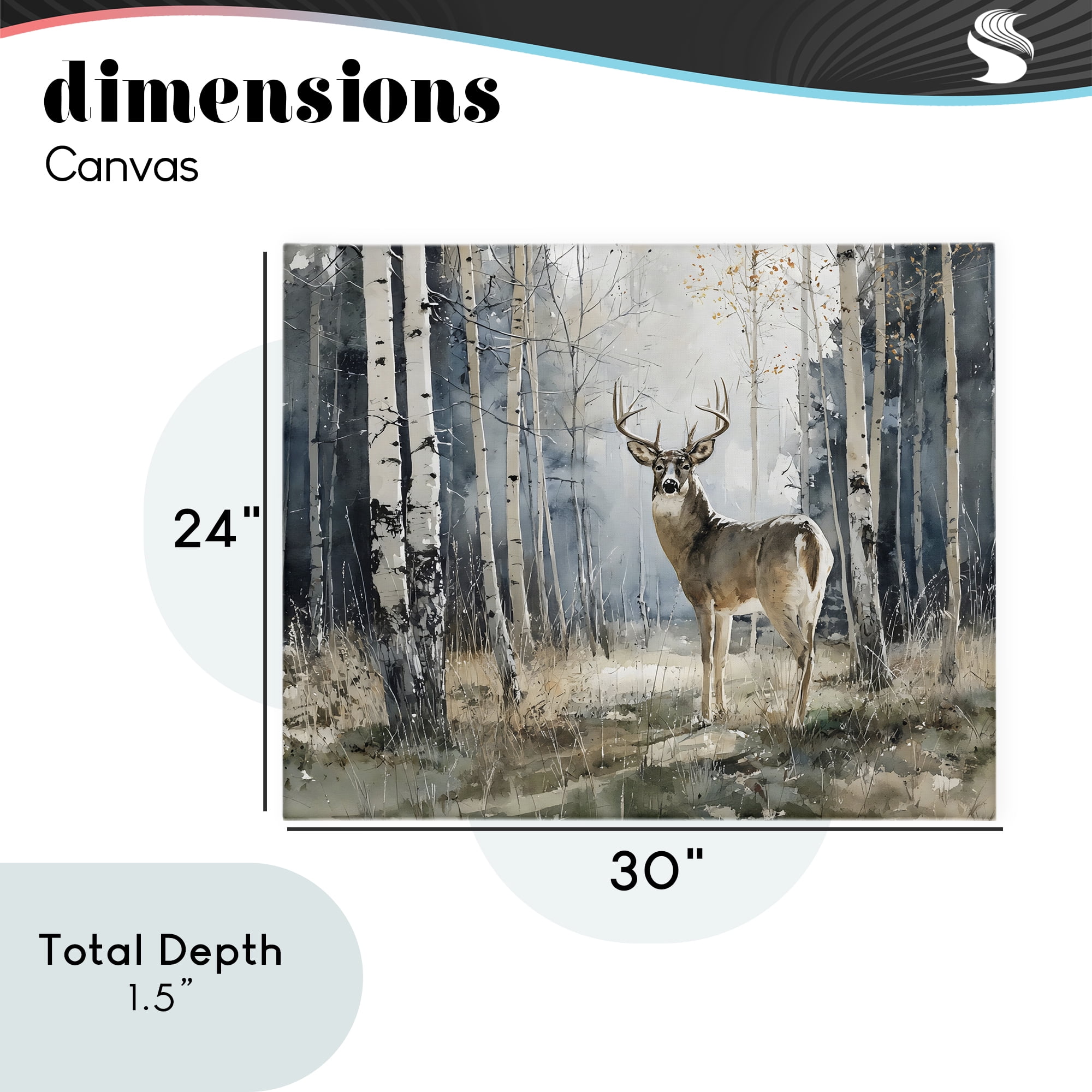 Stupell Industries Lone Stag in Birch Forest Canvas Wall Art, design by Franklyn Gregory