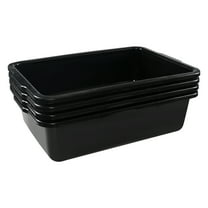 DynkoNA 4 Pack 32 L Plastic Large Commercial Bus Tubs, Large Restaurant Bus Pans, Black