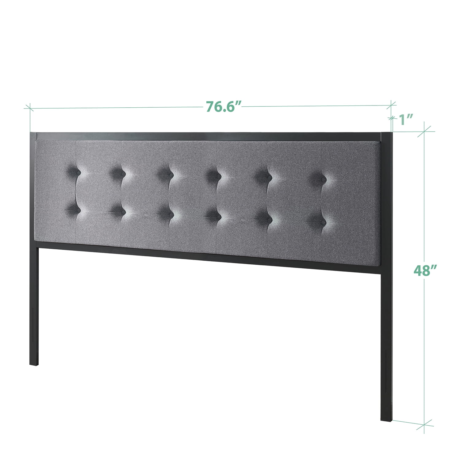 Zinus Barbara Upholstered Metal Headboard, King, Gray