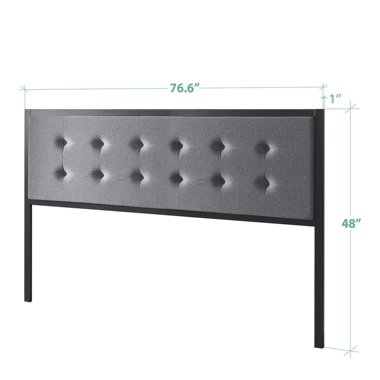 Zinus Barbara Upholstered Button-Tufted Headboard, King Gray photo 3