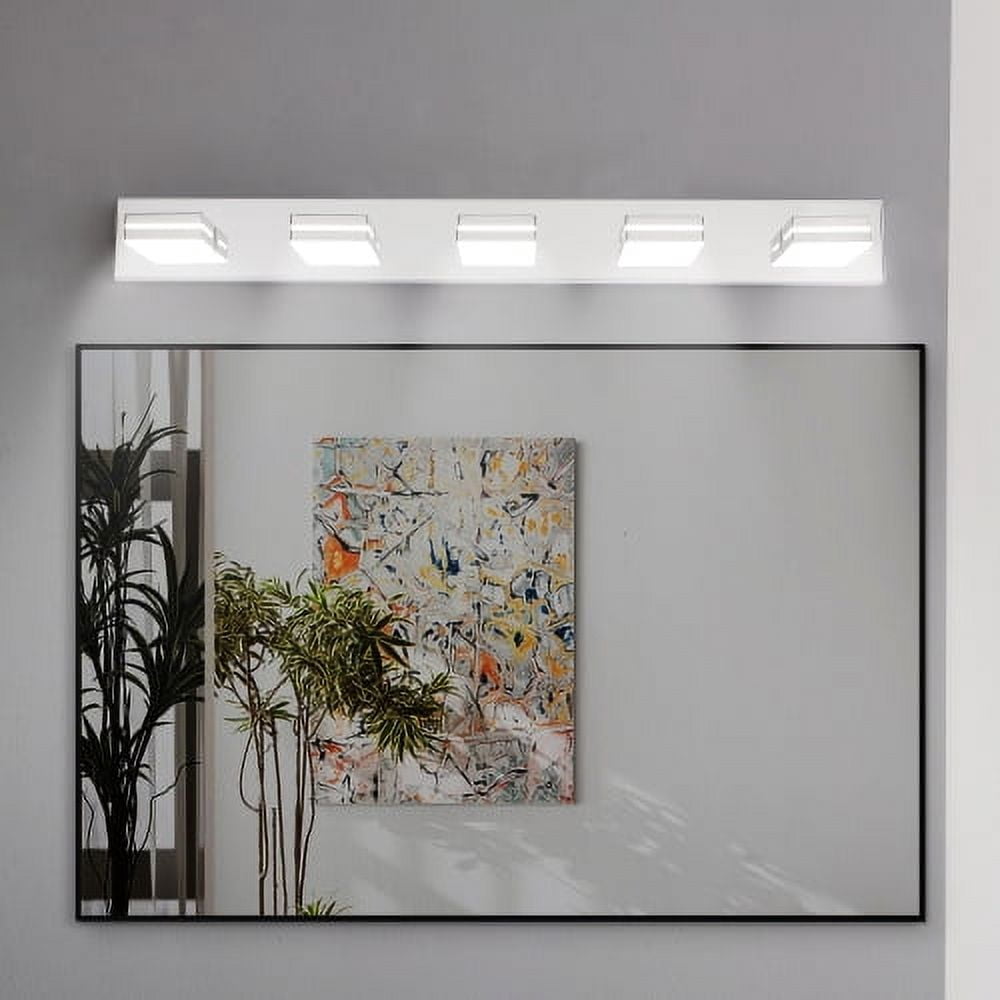 Hi-LIGHTS,5-Lights Modern Chrome LED Vanity Light,Wall Sconce,Sleek Minimalist Design,Energy-Efficient for Bathroom,Dressing room,Living Room,Bedroom(Chrome)