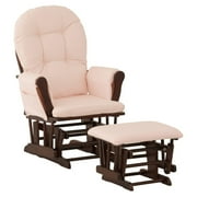 Glider & Ottoman in Espresso Finish with Pink Cushion