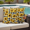 thumbnail image 4 of Sunflowers Blossom Outdoor Waterproof Pillow Covers, Spring Summer Garden Flowers Check Decorative Square Throw Pillowcase Sofa Cushion Sham for Patio/Couch/Chair, 24"x24" 2 Pack, 4 of 8