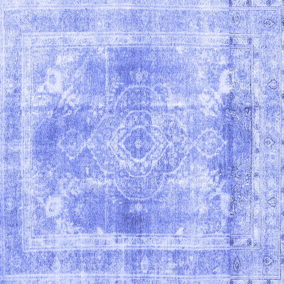 Ahgly Company Indoor Square Abstract Blue Contemporary Area Rugs, 6' Square