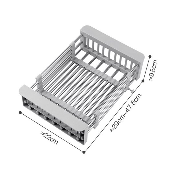 Escurridor de acero inoxidable Homaxy, estante de almacenamiento para organización de cocina, estante de secado, escurridor de platos ajustable, estantes organizadores para el hogarGris L Deng Xun unisex