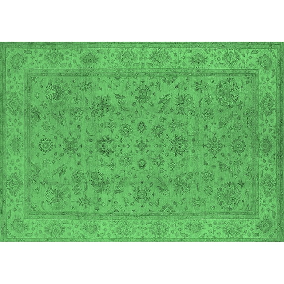 Ahgly Company Indoor Rectangle Oriental Emerald Green Traditional Area Rugs, 2' x 5'