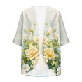 thumbnail image 5 of Ynynloco Women's Chiffon Kimono Puff Sleeve Cardigan Beach Swim Cover up Cardigan Capes Blouse Tops, 5 of 5