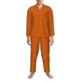 thumbnail image 4 of Mens Pajamas Set - Dark-Orange Comfy Long Sleeve Button Up Pajama Sets for Men 2 Piece, Soft Sleepwear Nightwear Pjs Lounge Sets for Men with Pockets, 4 of 5