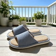 thumbnail image 4 of Women's Fuzzy Slippers Winter Warm House Shoes Anti-Skid Rubber Sole Faux Fur Sandals Slip On Open Toe Bedroom Indoor Outdoor Slipper Navy 10-10.5, 4 of 5