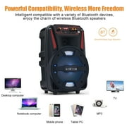 Dazone Wireless FM Speaker, 8 Subwoofer Portable Bluetooth Speaker, 1,000W Loud Sound PA System LED USB Party Stereo Wireless, 1000W