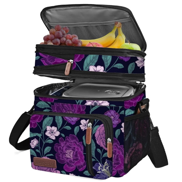 Bolsa de almuerzo MIYCOO de doble piso con aislamiento a prueba de fugas, 15 L, color morado