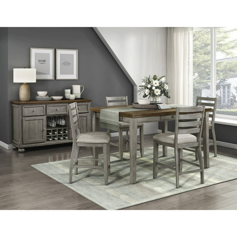 Lexicon Tigard Wood Counter Height Table in Cherry and Gray