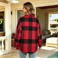 thumbnail image 6 of Akmaiox Plaid Flannel Shirts for Women,Dressy Casual Long Sleeve Lapel Button Down Shirts,Fitted Women's Plus Size Business Work Blouses,Red L, 6 of 7