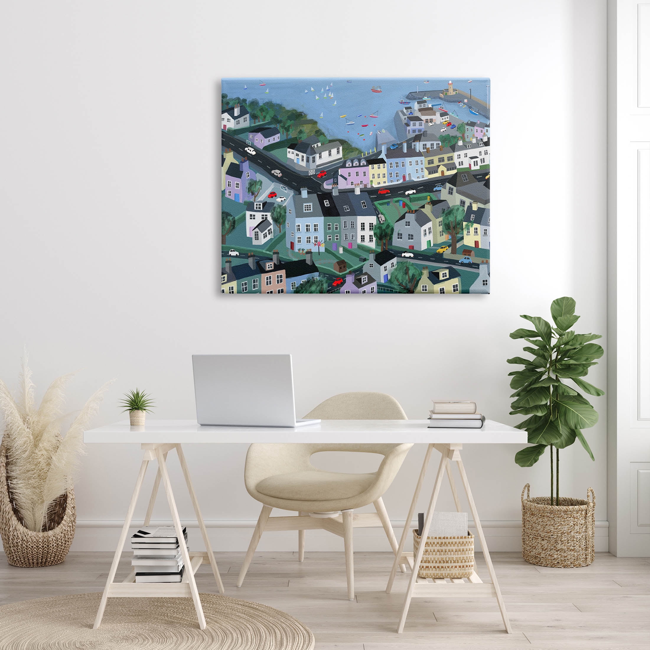 Stupell Industries Port Town Neighborhood Houses Graphic Art Gallery Wrapped Canvas Print Wall Art, Design by Carla Daly